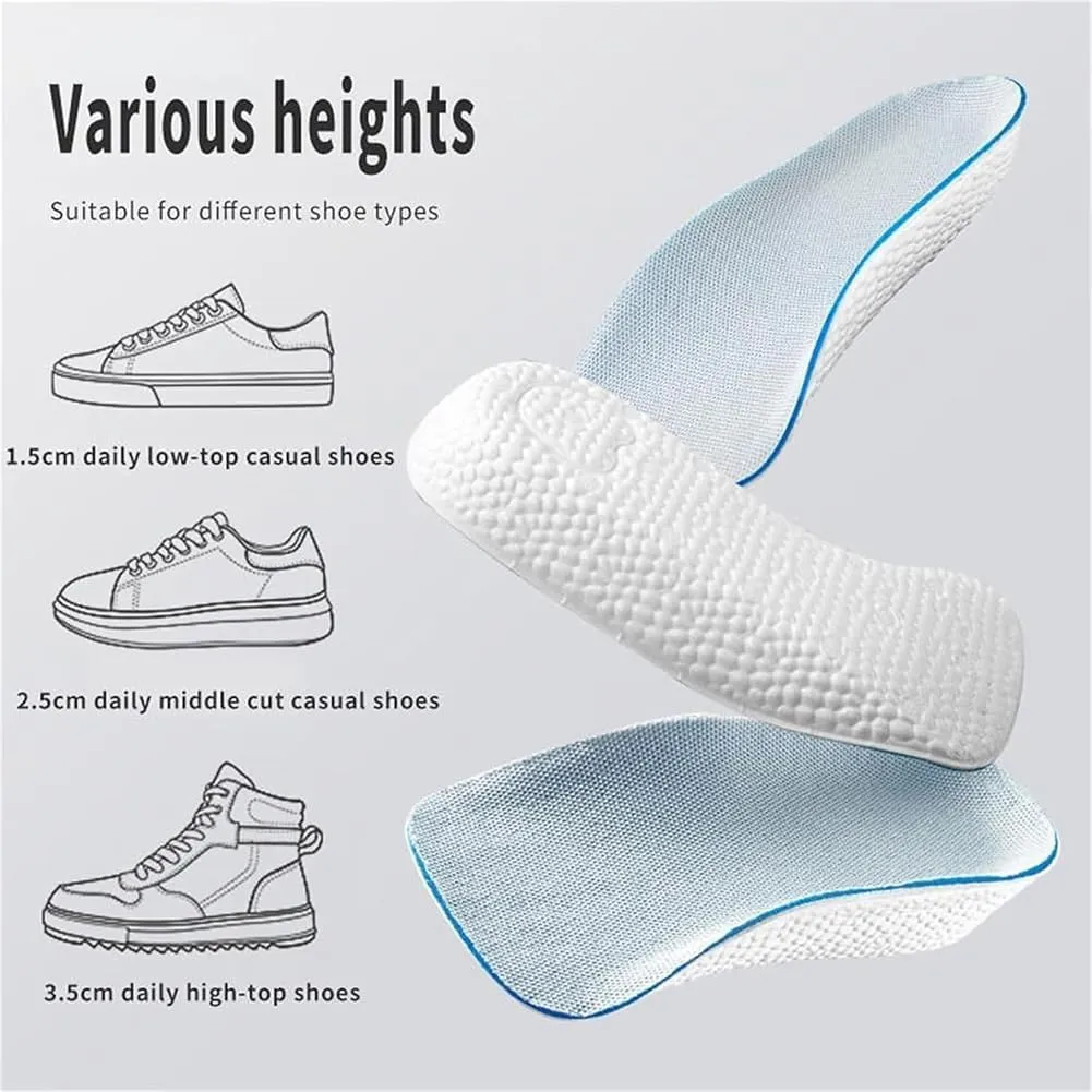 High Pads 1.0, High Pads for Men, Height Insoles 3 Inch, for Flat Feet, Over Pronation (Gray,3size All)