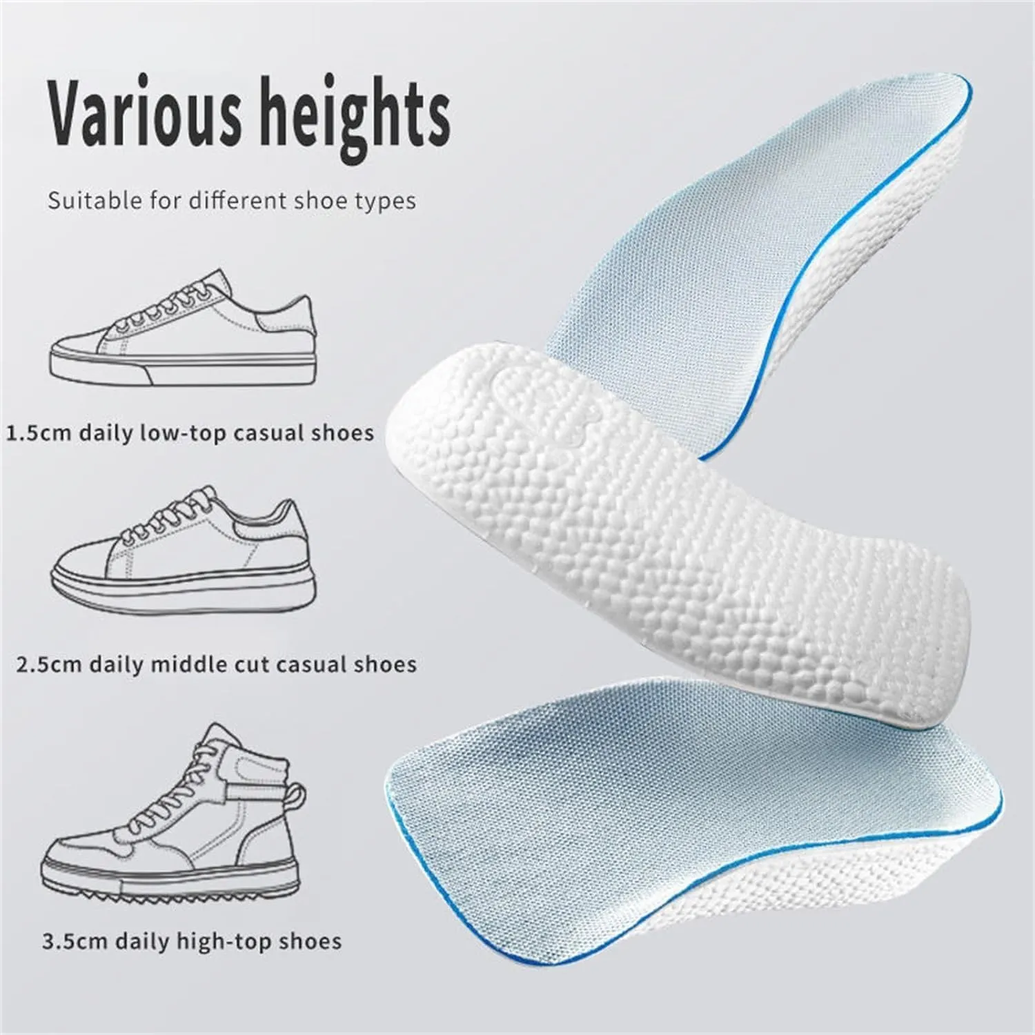 Highpads 2.0, Orthopedic Highpads 2.0, Orthopedic Highpads 3.0, Orthopedic High Pads for Men, Height Increase Insoles, The First Orthopedic Height Insoles (2.0-Black, 3.5cm/1.37in)