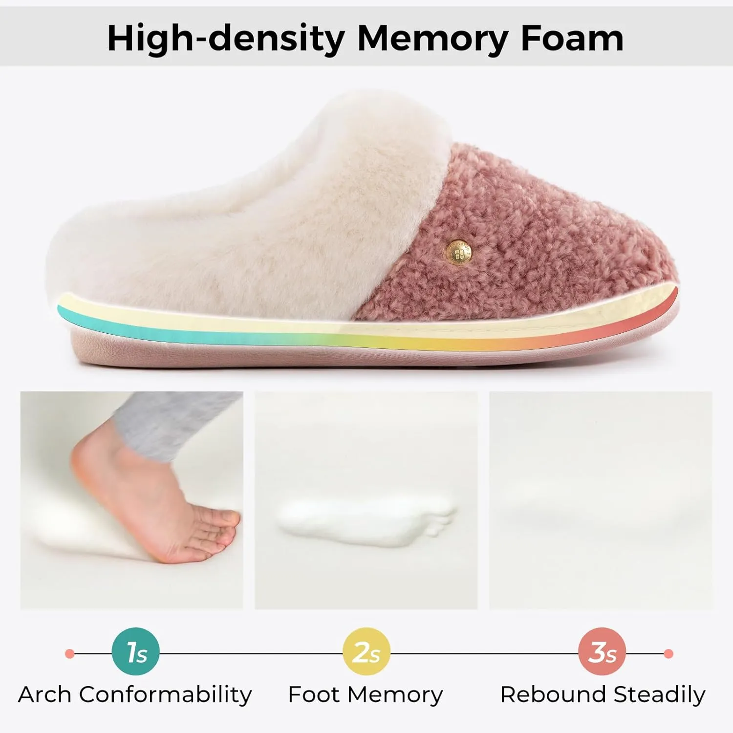 HomeTop Women's Comfy Clog Slippers Soft Warm Non-slip Indoor House Shoes with Fuzzy Collar