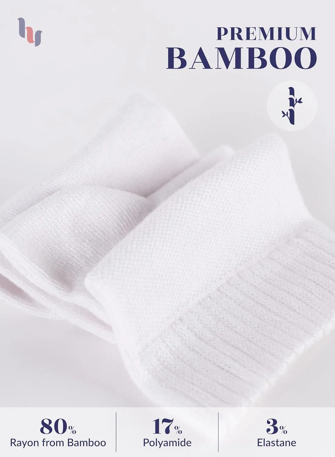 Hugh Ugoli Diabetic Socks for Men, Loose Ankle Socks, Bamboo, Extra-Wide, Thin, Seamless Toe, Non-Binding Top, 4 or 8 Pairs
