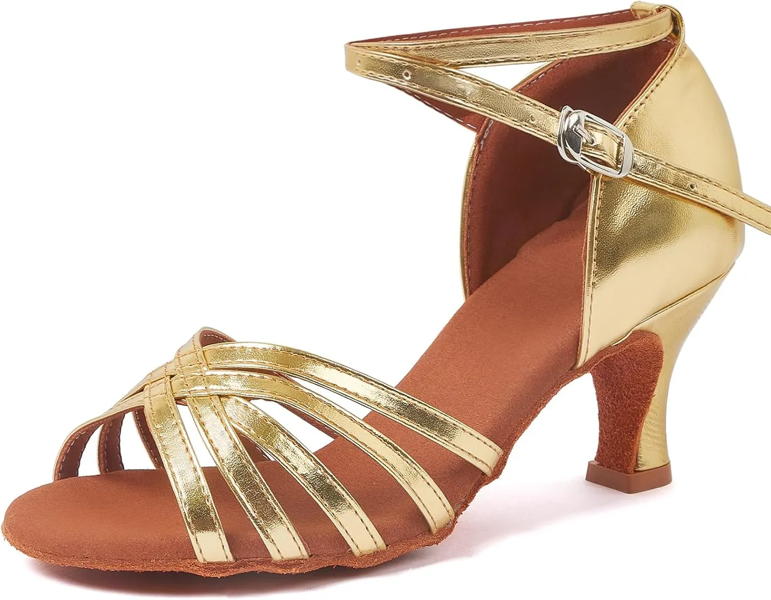 iCKER Women's Professional Latin Dance Shoes Satin Salsa Ballroom Wedding Dancing Shoes 2.4'' Heel 6.5 Gold