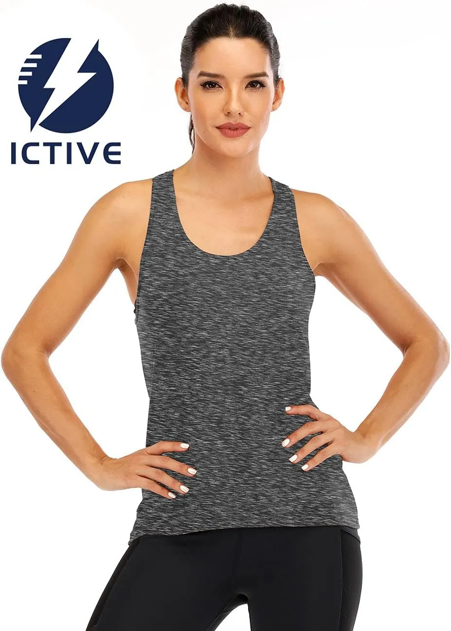 ICTIVE Womens Cross Backless Workout Tops for Women Racerback Tank Tops Open Back Running Muscle Tank Yoga Shirts