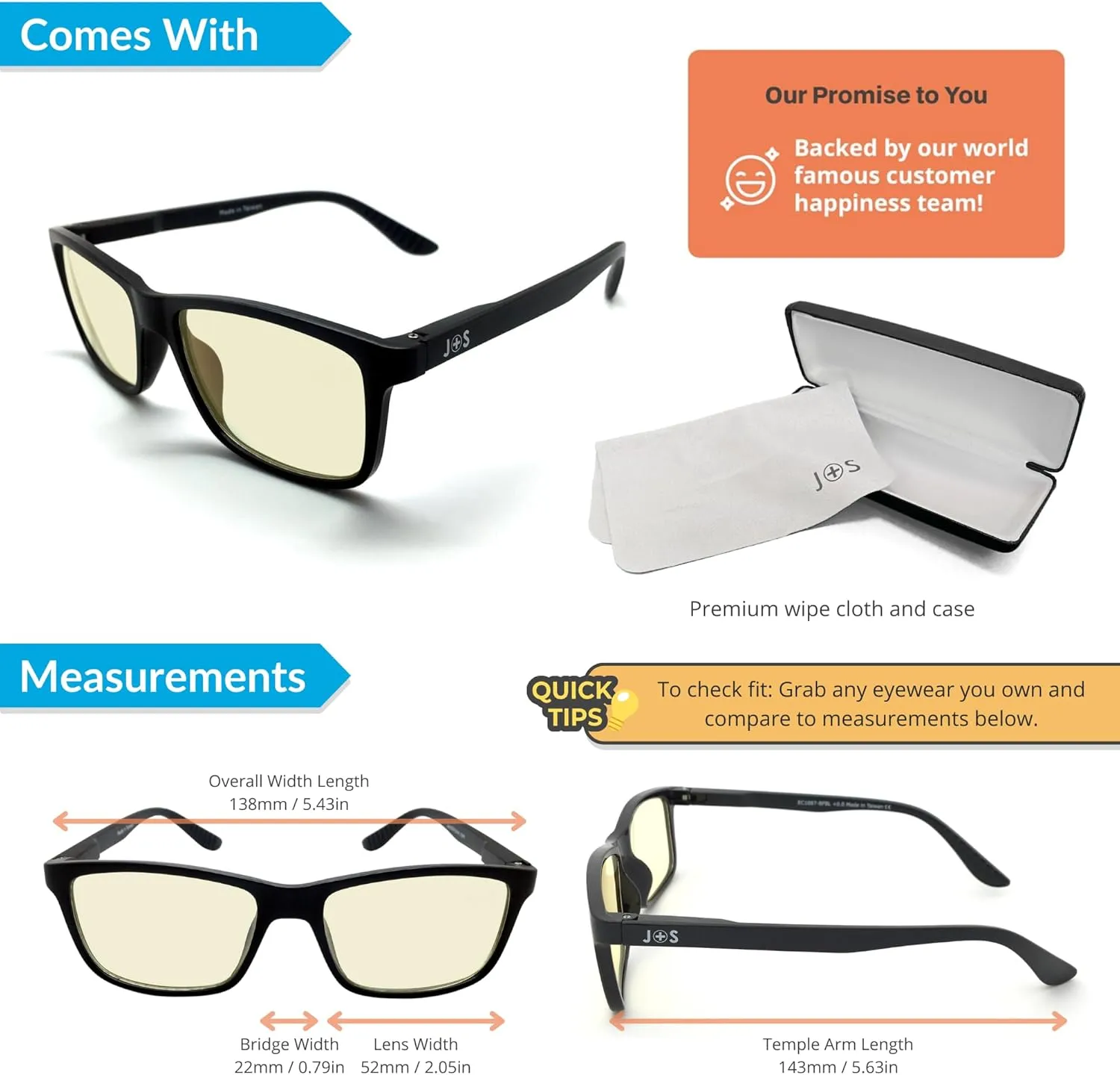 J S Vision Blue Light Blocking Glasses | Computer Gaming/Working Glasses for Women Men | Anti Eyestrain Fatigue UV Glare