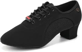 JUODVMP Women's Ballroom Dance Shoes Closed-Toe 2 inch Heel Split-Sole Salsa Professional Practice Shoes Low Heel Dance Shoes