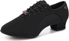 JUODVMP Women's Ballroom Dance Shoes Closed-Toe 2 inch Heel Split-Sole Salsa Professional Practice Shoes Low Heel Dance Shoes
