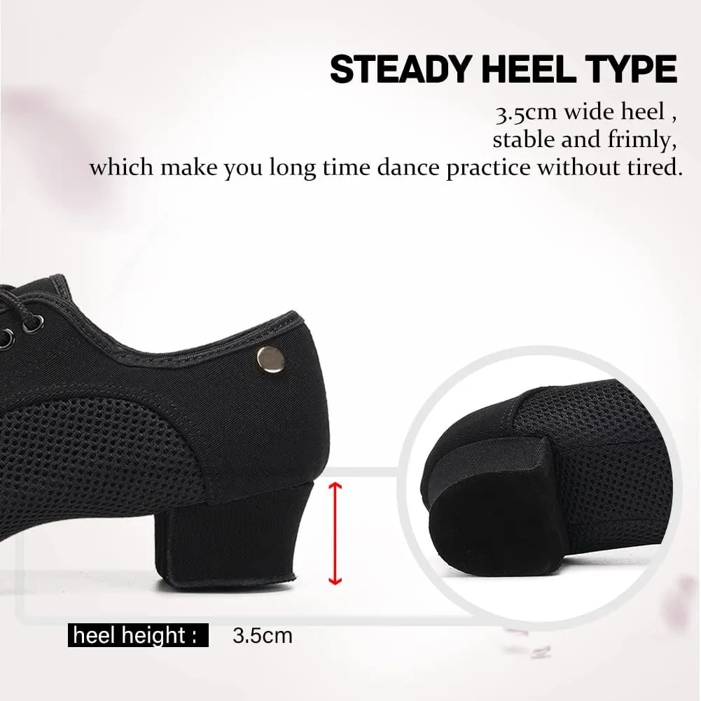 JUODVMP Women's Ballroom Dance Shoes Closed-Toe 2 inch Heel Split-Sole Salsa Professional Practice Shoes Low Heel Dance Shoes