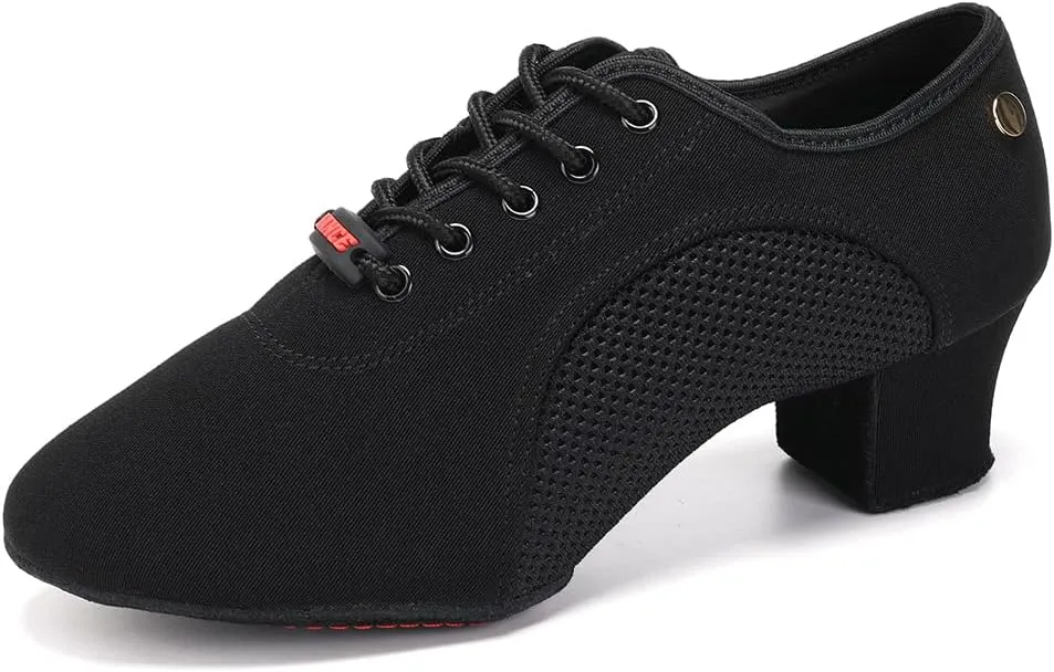 JUODVMP Women's Ballroom Dance Shoes Closed-Toe 2 inch Heel Split-Sole Salsa Professional Practice Shoes Low Heel Dance Shoes
