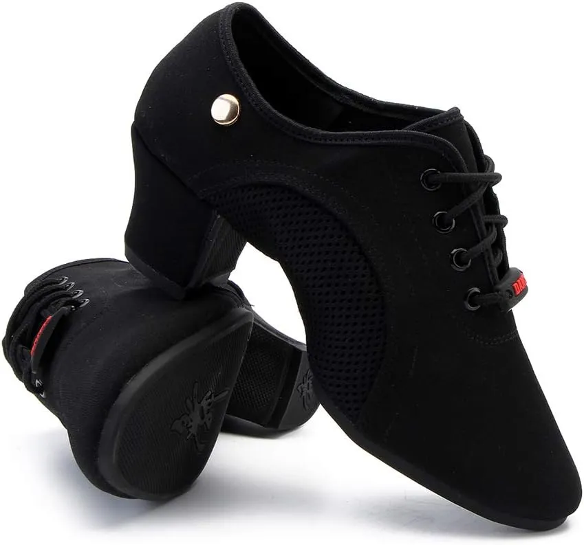 JUODVMP Women's Ballroom Dance Shoes Closed-Toe 2 inch Heel Split-Sole Salsa Professional Practice Shoes Low Heel Dance Shoes