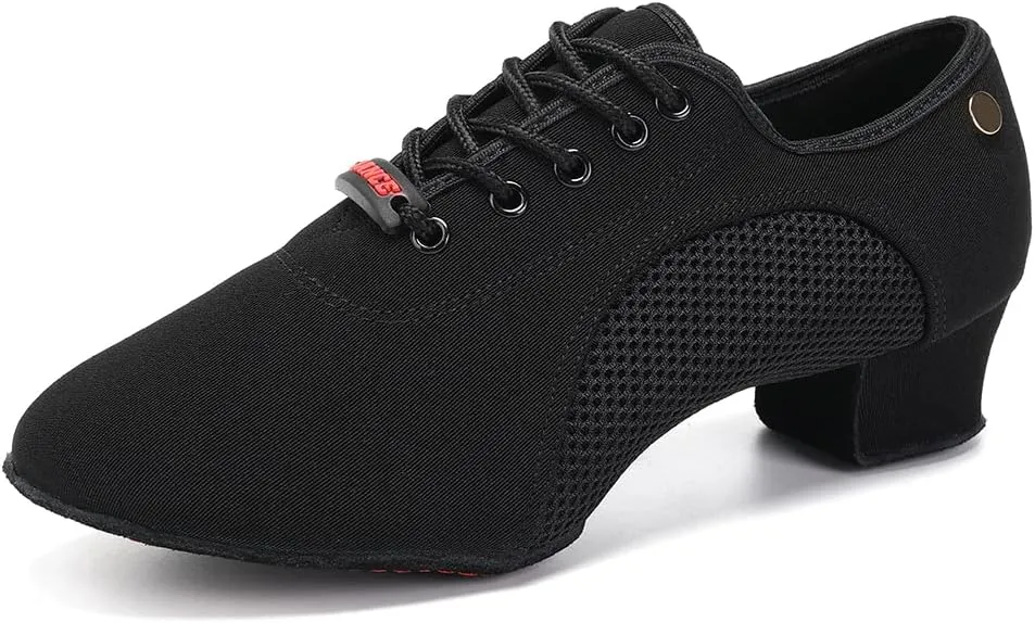 JUODVMP Women's Ballroom Dance Shoes Closed-Toe 2 inch Heel Split-Sole Salsa Professional Practice Shoes Low Heel Dance Shoes