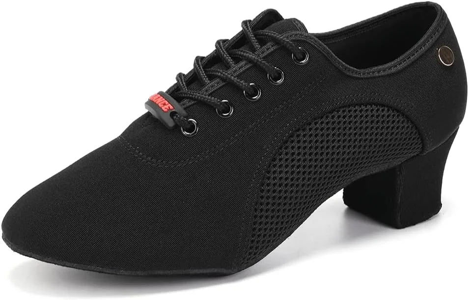 JUODVMP Women's Ballroom Dance Shoes Closed-Toe 2 inch Heel Split-Sole Salsa Professional Practice Shoes Low Heel Dance Shoes