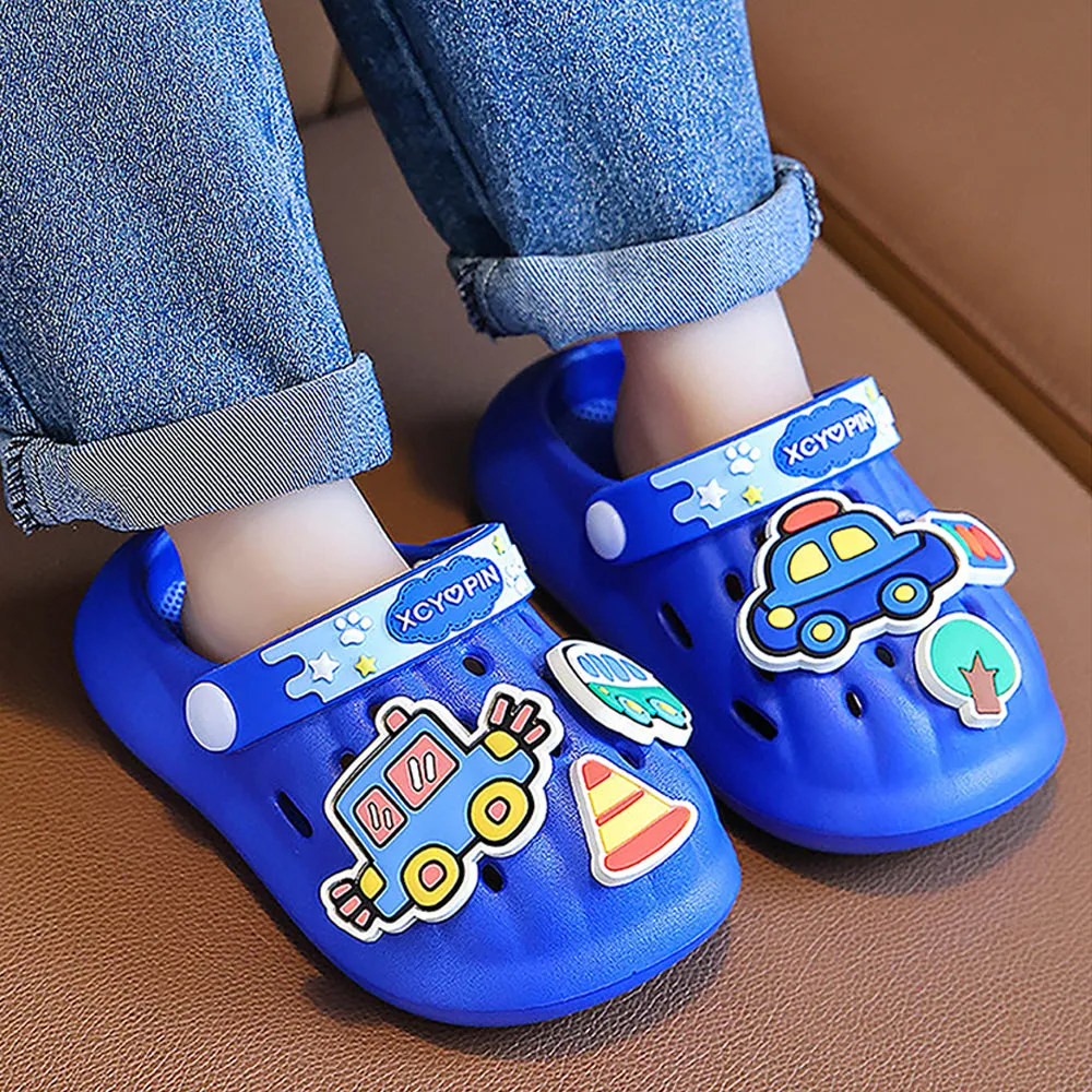 Little Surpise Box Blue Transport Theme Slip On Clogs, Summer/Monsoon All Season Footwear For Toddlers & Kids.