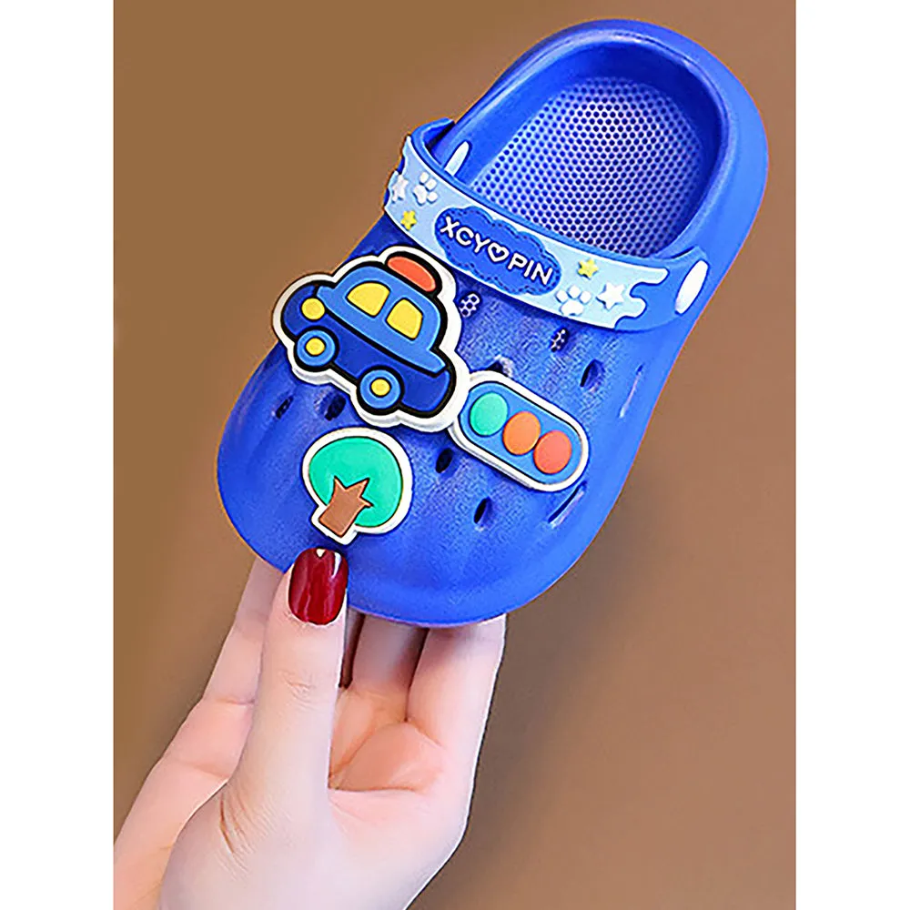 Little Surpise Box Blue Transport Theme Slip On Clogs, Summer/Monsoon All Season Footwear For Toddlers & Kids.