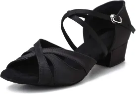 Low Heel Ballroom Dance Shoes Salsa Latin Dancing Shoes for Social Dancer Practice Dancing 1.5 Inch Heel