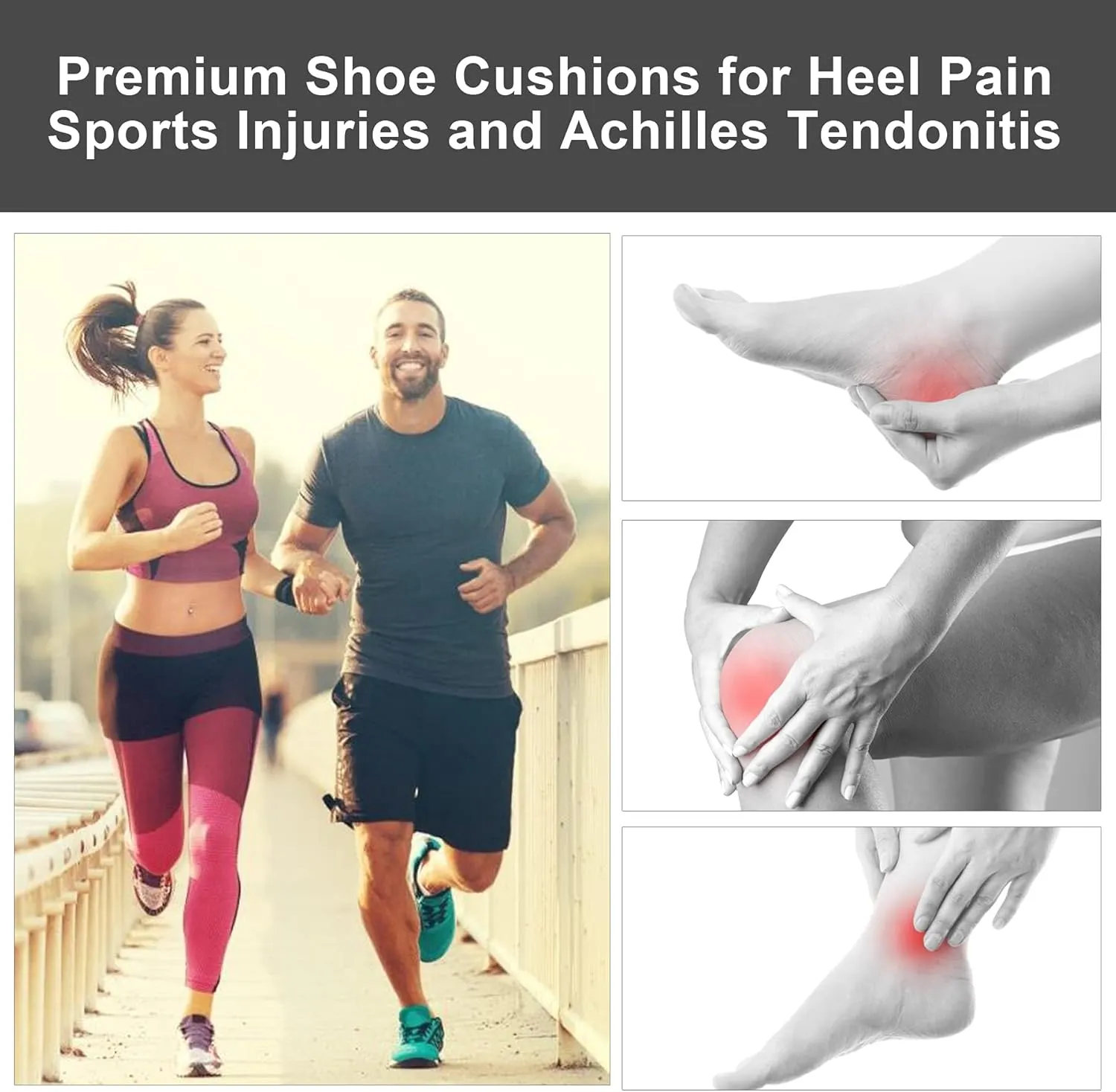 LTOHOE Height Increase Insoles, Heel Shoe Lifts for Achilles Tendonitis and Leg Length Discrepancy, Shoe Inserts to Make You Taller, Heel Cushion Inserts for Men & Women Black 1" Height