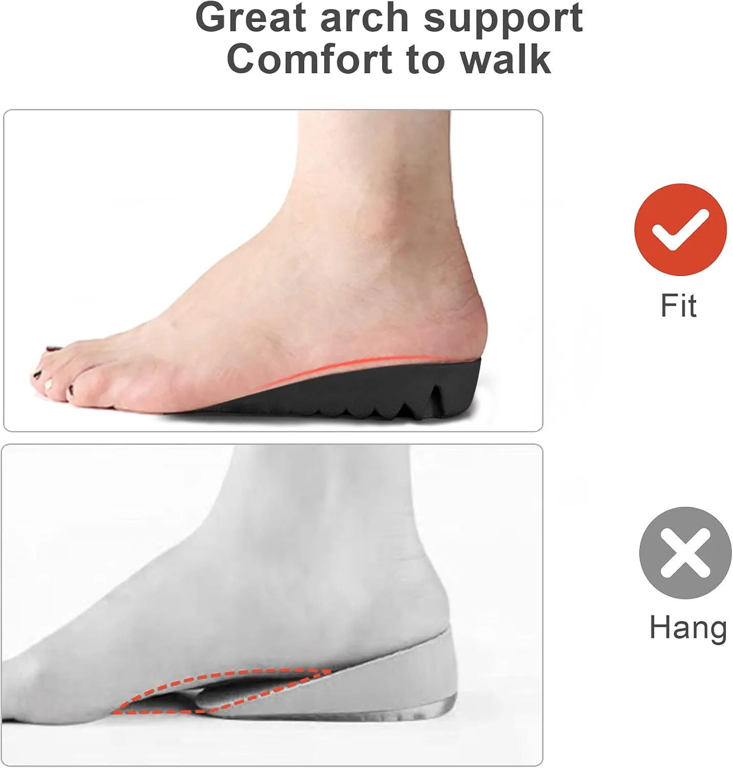LTOHOE Height Increase Insoles, Heel Shoe Lifts for Achilles Tendonitis and Leg Length Discrepancy, Shoe Inserts to Make You Taller, Heel Cushion Inserts for Men & Women Black 1" Height