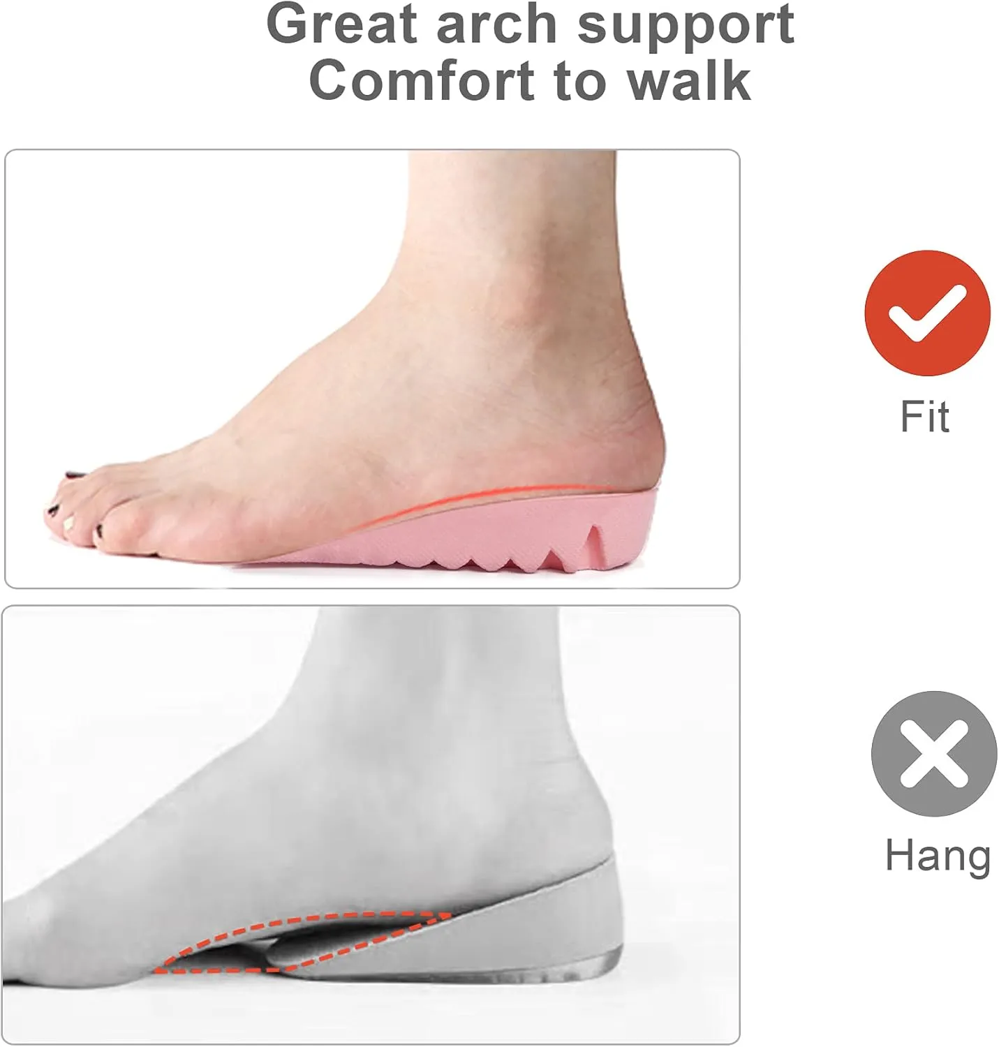 LTOHOE Height Increase Insoles, Heel Shoe Lifts for Achilles Tendonitis and Leg Length Discrepancy, Shoe Inserts to Make You Taller, Heel Cushion Inserts for Men & Women Pink 1" Height