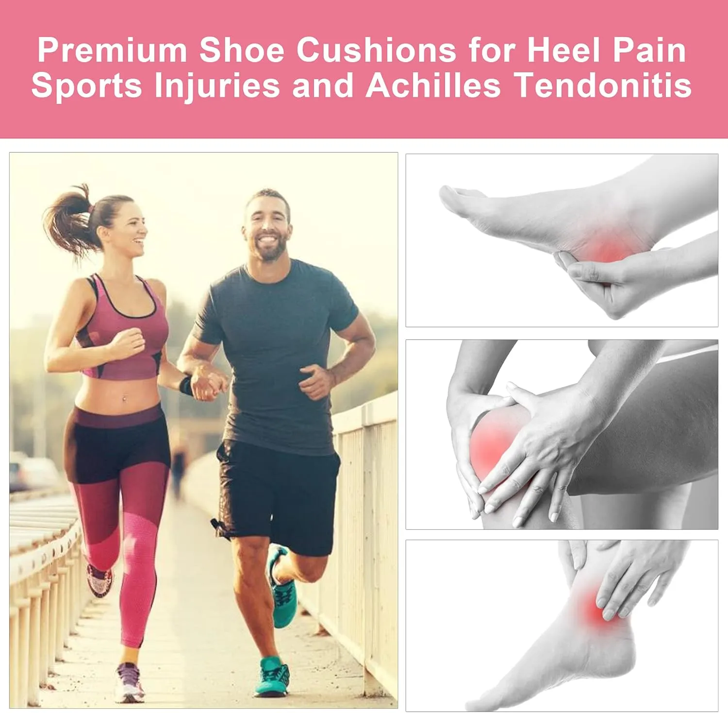 LTOHOE Height Increase Insoles, Heel Shoe Lifts for Achilles Tendonitis and Leg Length Discrepancy, Shoe Inserts to Make You Taller, Heel Cushion Inserts for Men & Women Pink 1" Height