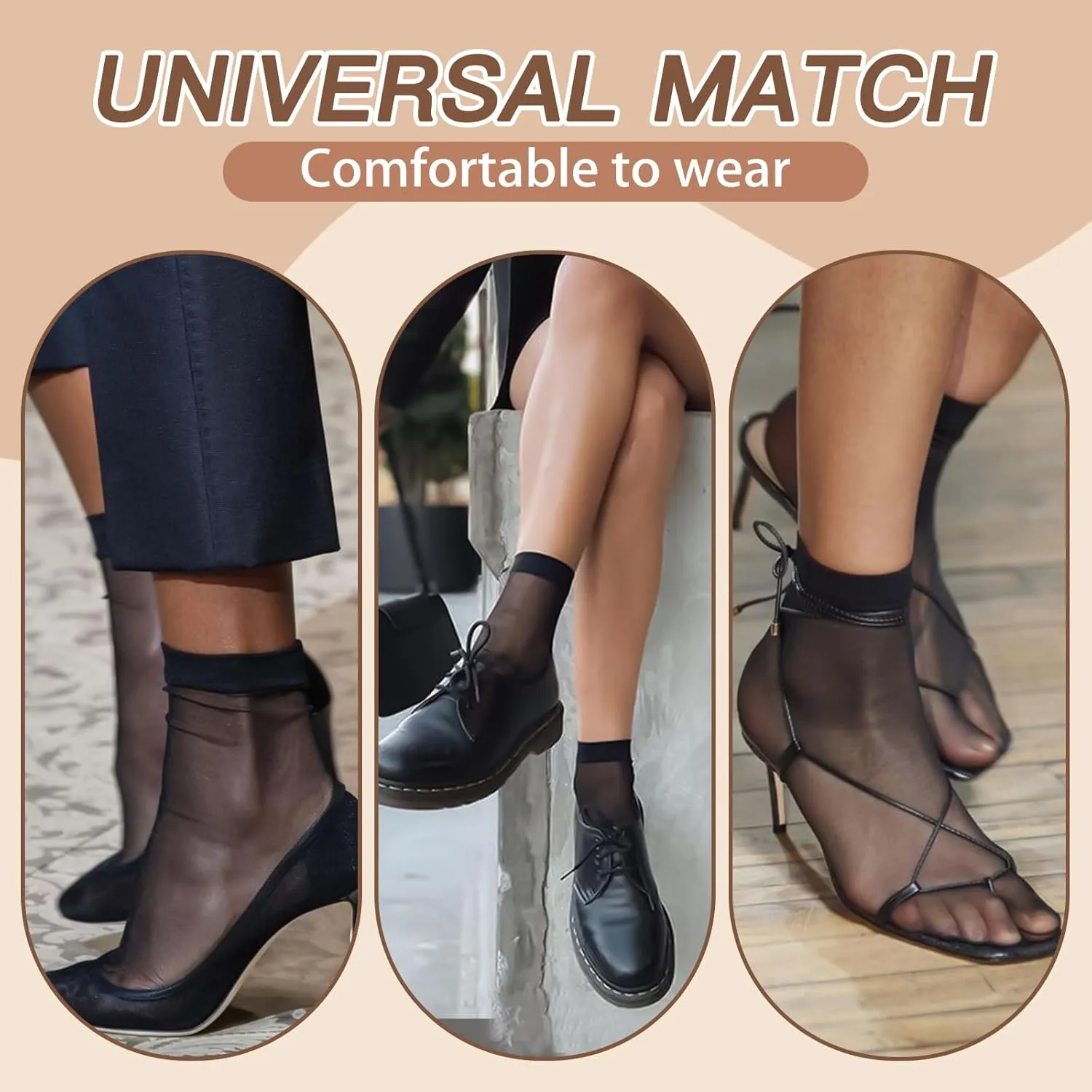MANZI 12 Pairs Women's Ankle High Sheer Socks