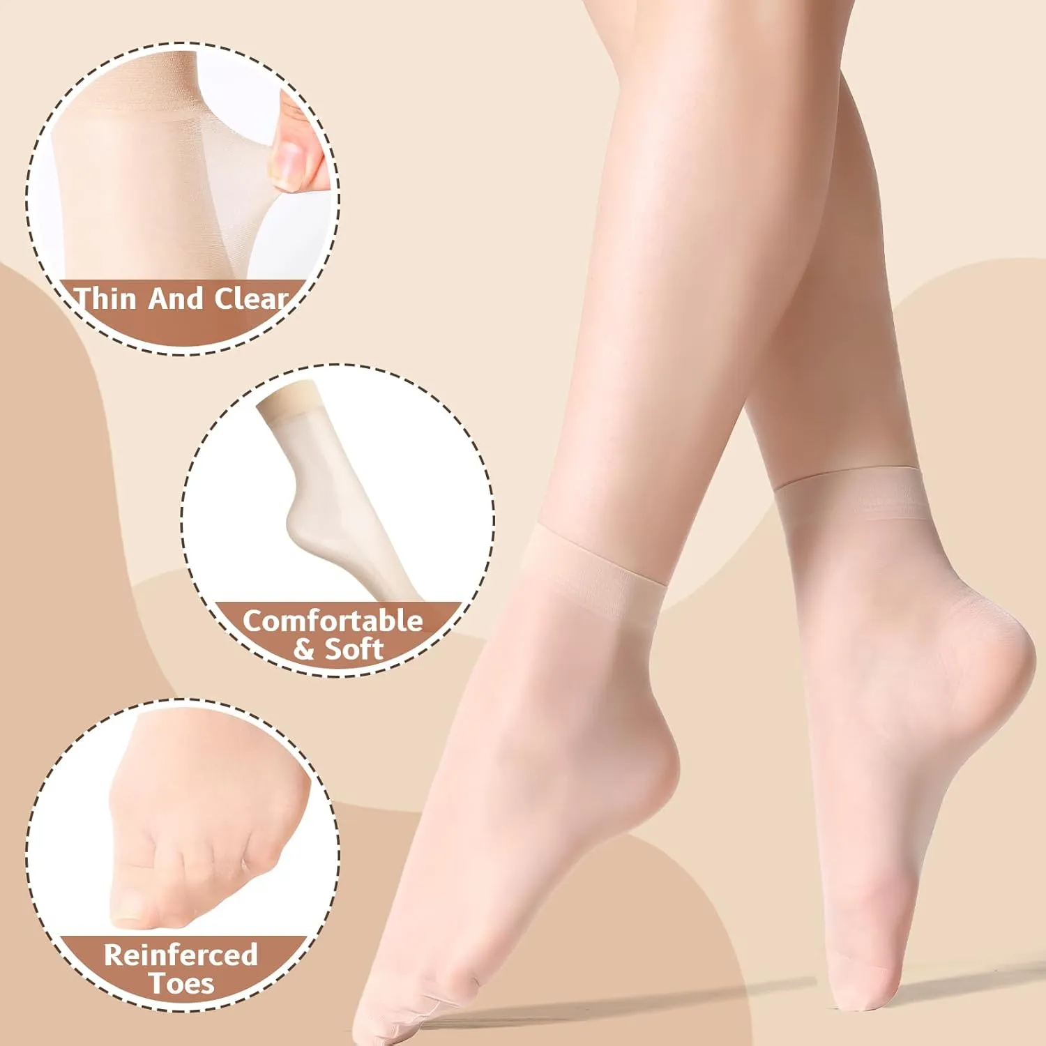 MANZI 12 Pairs Women's Ankle High Sheer Socks