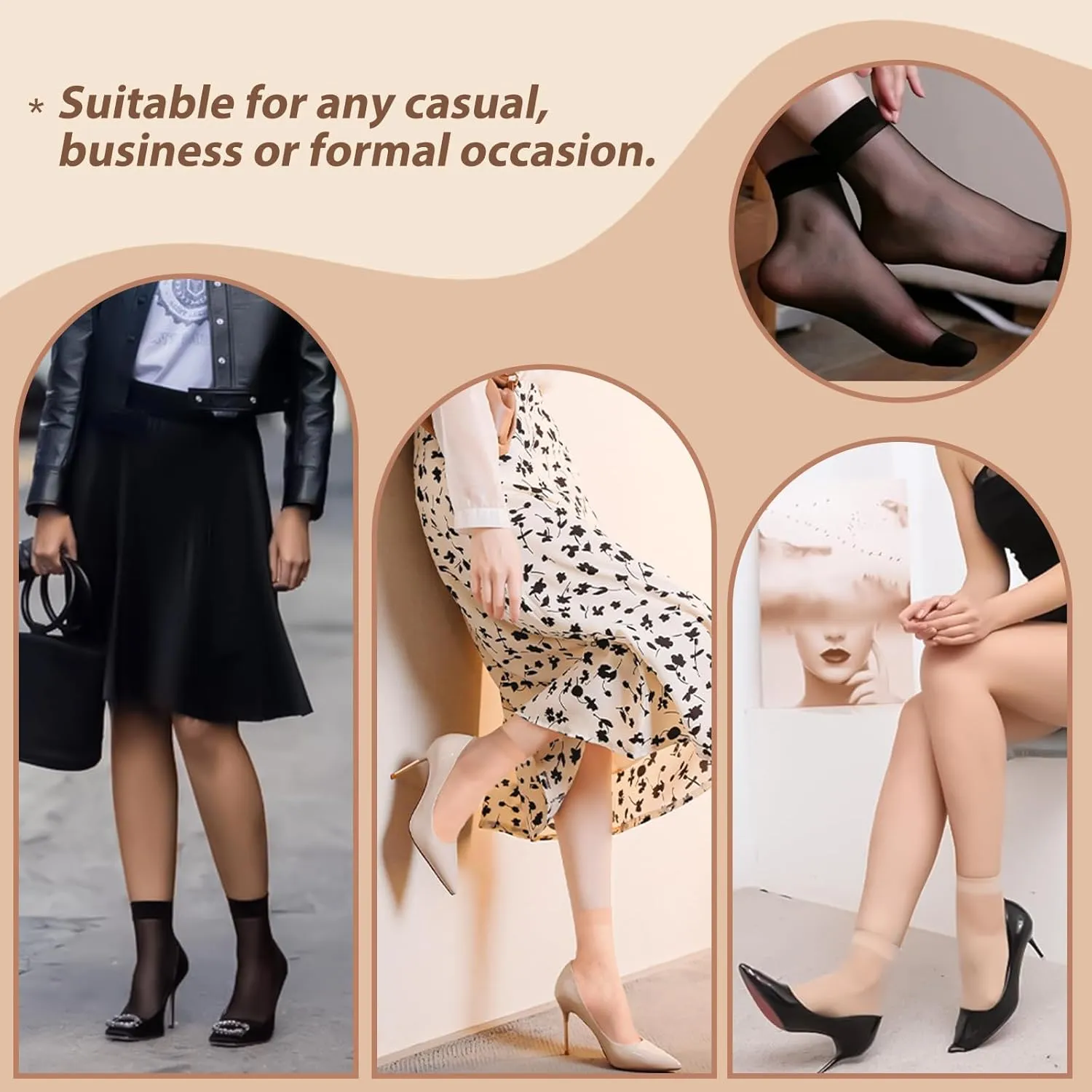MANZI 12 Pairs Women's Ankle High Sheer Socks