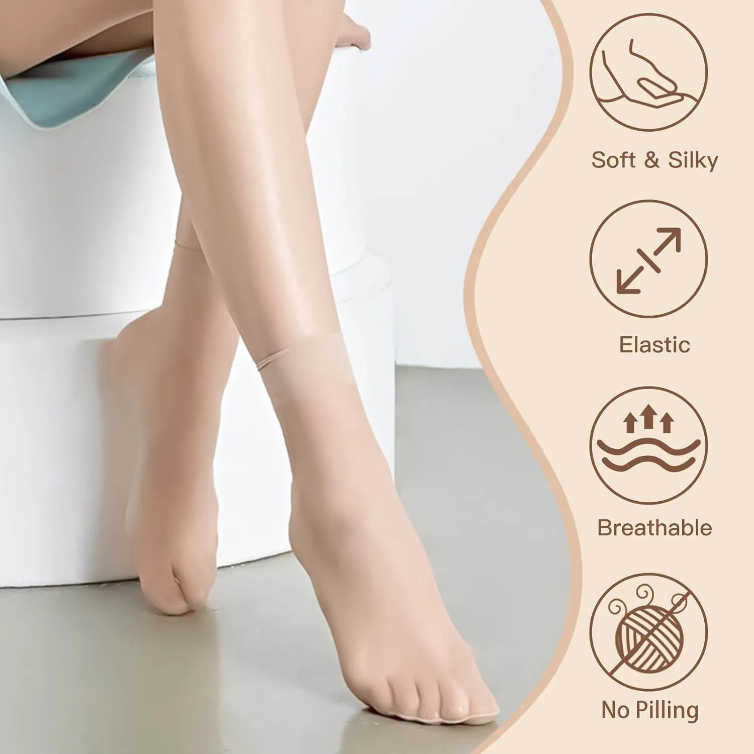 MANZI 12 Pairs Women's Ankle High Sheer Socks