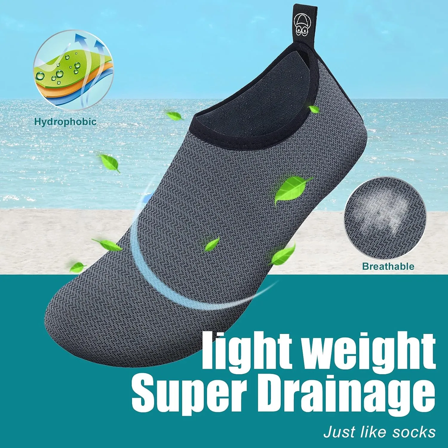 Metog Men Women Water Shoes Quick-Dry Aqua Socks Barefoot Slip-on for Beach Swim Sport Surf Yoga Exercise