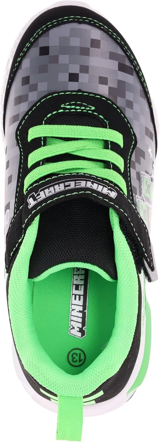 Minecraft Shoes for Boys, High-Top Sneakers for Little Kid/Big Kid, Navy/Green