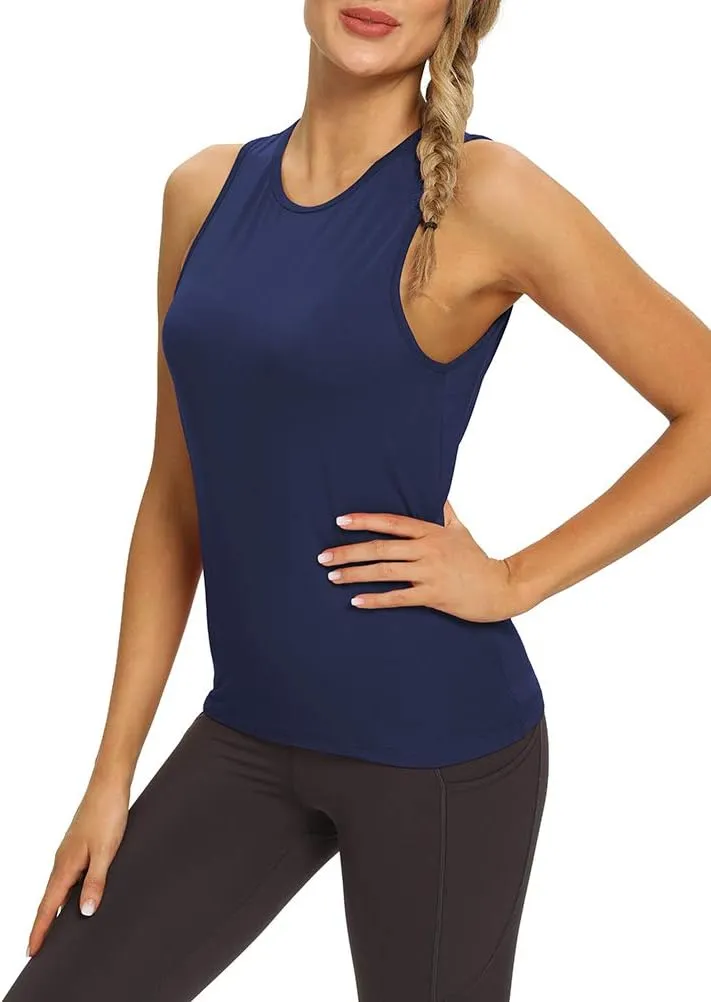 Mippo Workout Tops for Women Open Back Yoga Shirts Tank Tops Athletic Tops Gym Workout Clothes