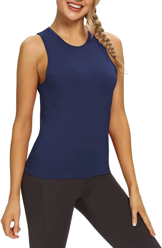Mippo Workout Tops for Women Open Back Yoga Shirts Tank Tops Athletic Tops Gym Workout Clothes