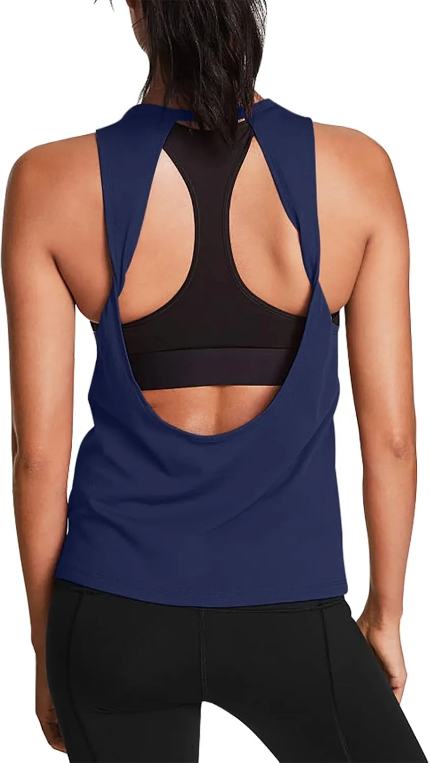 Mippo Workout Tops for Women Open Back Yoga Shirts Tank Tops Athletic Tops Gym Workout Clothes