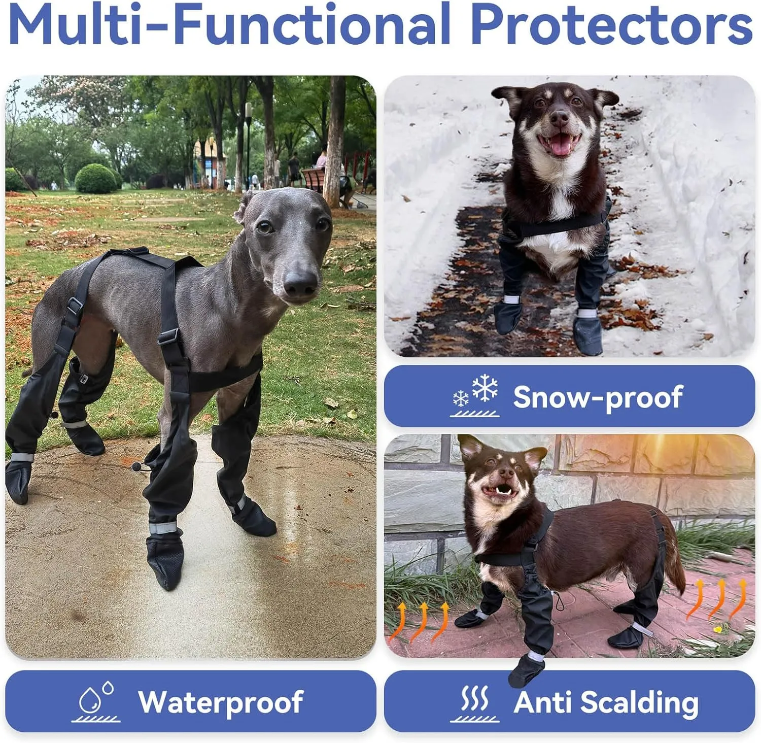 NAMSAN Dog Boots with Suspenders Stretchy, Adjustable Waterproof Pooch Suspender Boots, Anti-Slip Dog Rain Booties, Dog Shoes for Winter Snow Walking/Summer Hot Pavement, XS