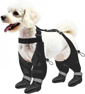 NAMSAN Dog Boots with Suspenders Stretchy, Adjustable Waterproof Pooch Suspender Boots, Anti-Slip Dog Rain Booties, Dog Shoes for Winter Snow Walking/Summer Hot Pavement, XS