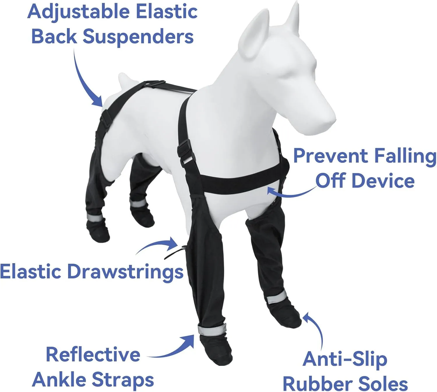 NAMSAN Dog Boots with Suspenders Stretchy, Adjustable Waterproof Pooch Suspender Boots, Anti-Slip Dog Rain Booties, Dog Shoes for Winter Snow Walking/Summer Hot Pavement, XS