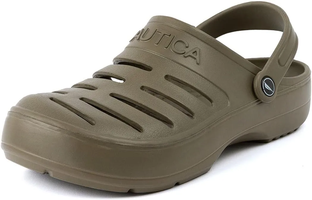 Nautica Men's Clogs - Athletic Sports Sandal - Slip-On with Adjustable Back Strap - (Water Shoes/Fuzzy Slippers) River Edge