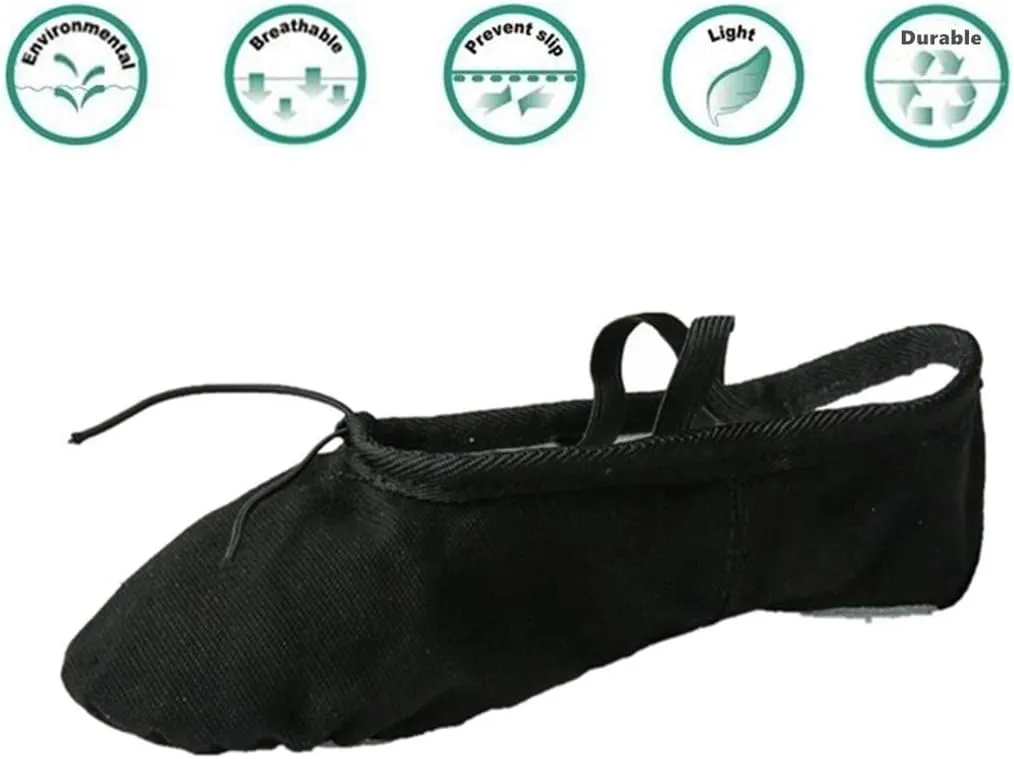 Nexete Ballet Shoes Slippers Classic Canvas Split-Sole Dance Slippers for Toddler Kid Girl Boy Women