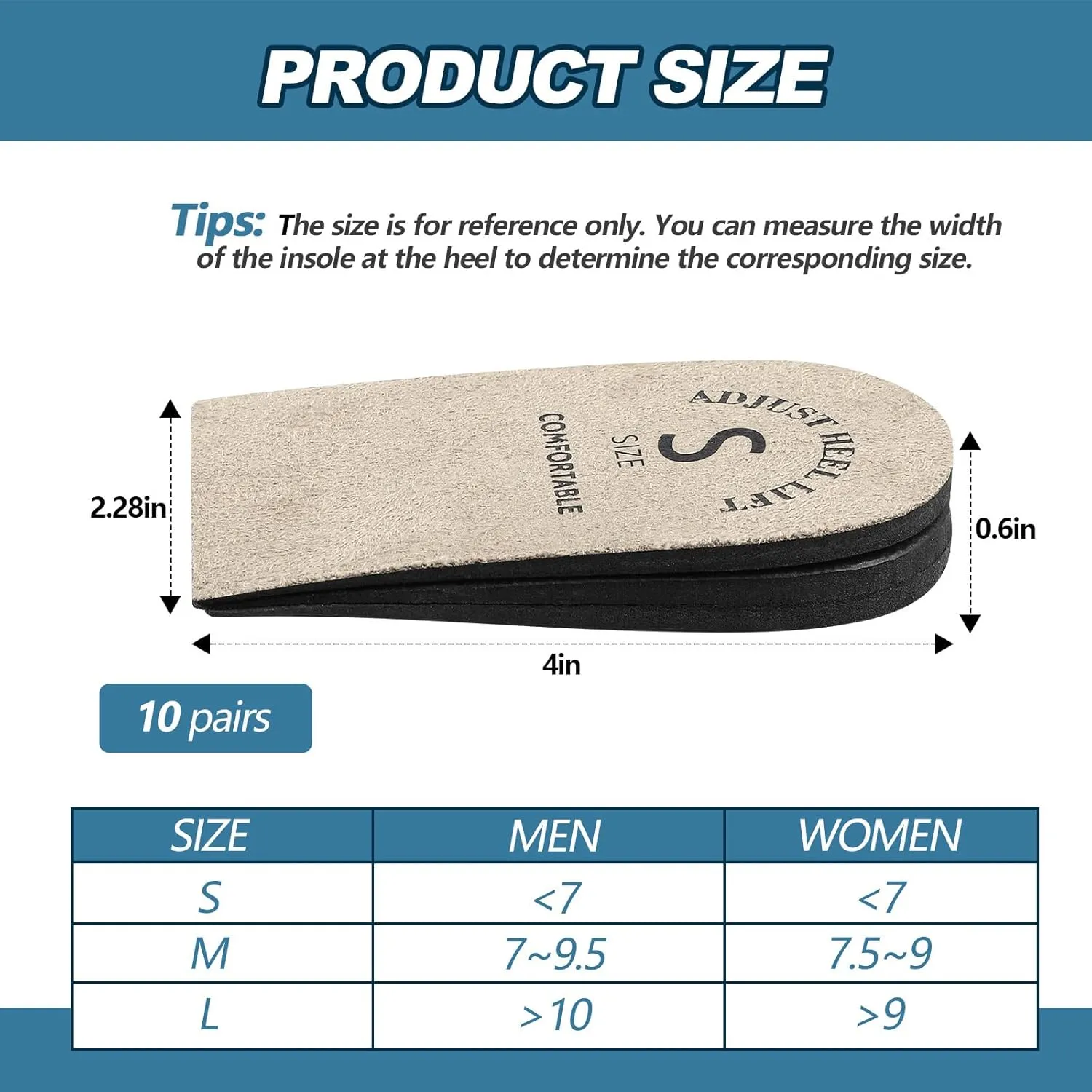 Panitay 10 Pair Adjustable Orthopedic Heel Lift Height Increase Insole Orthopedic Shoe Lifts Men Women Heel Lifts for Achilles Tendonitis Heel Cushions for Heel Relief, Length Discrepancies (Small)