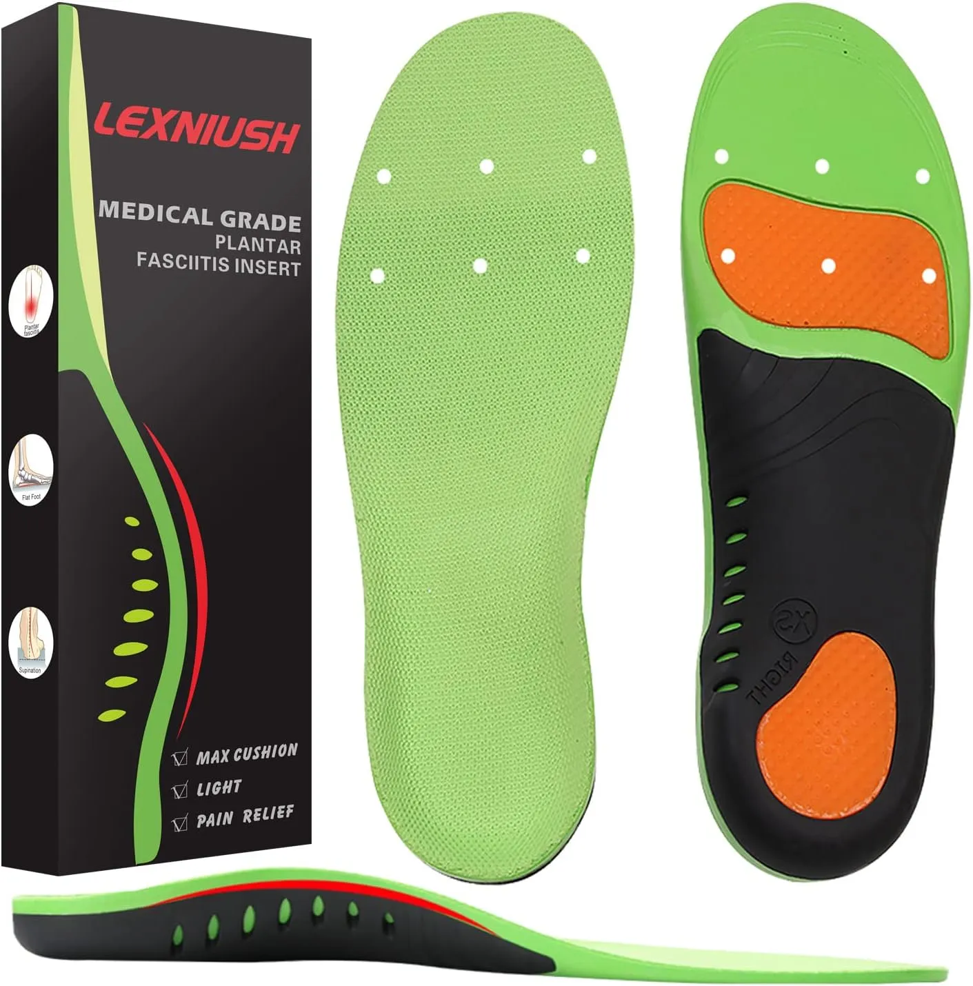 Plantar Fasciitis Arch Support Shoe Inserts Women & Men - Insoles Orthotic Inserts for Flat Feet, Cushioning Shoe Insoles for Foot Pain, Running, Heel Spurs, Arch Pain High Arch - Boot Insoles