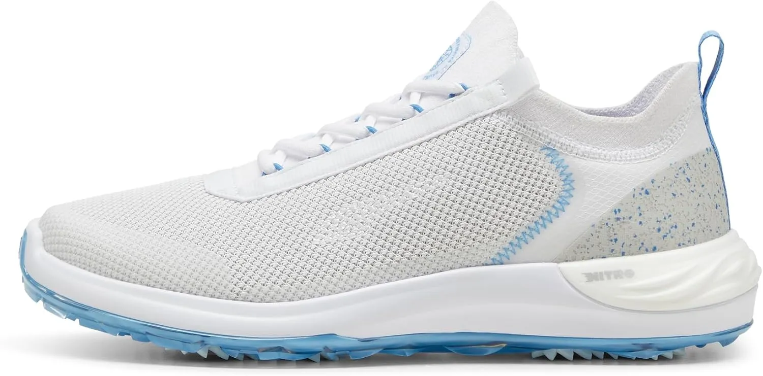 Puma Golf Men's PHANTOMCAT Nitro Golf Shoes, Puma White-Regal Blue, 8.5
