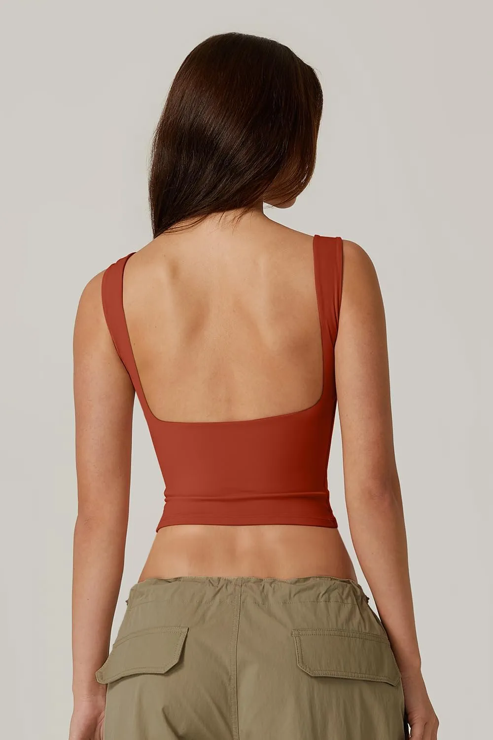 QINSEN Women's Sexy Open Back Sleeveless Crop Tank High Neck Slim Fit Cropped Tee Shirt Y2k Tops