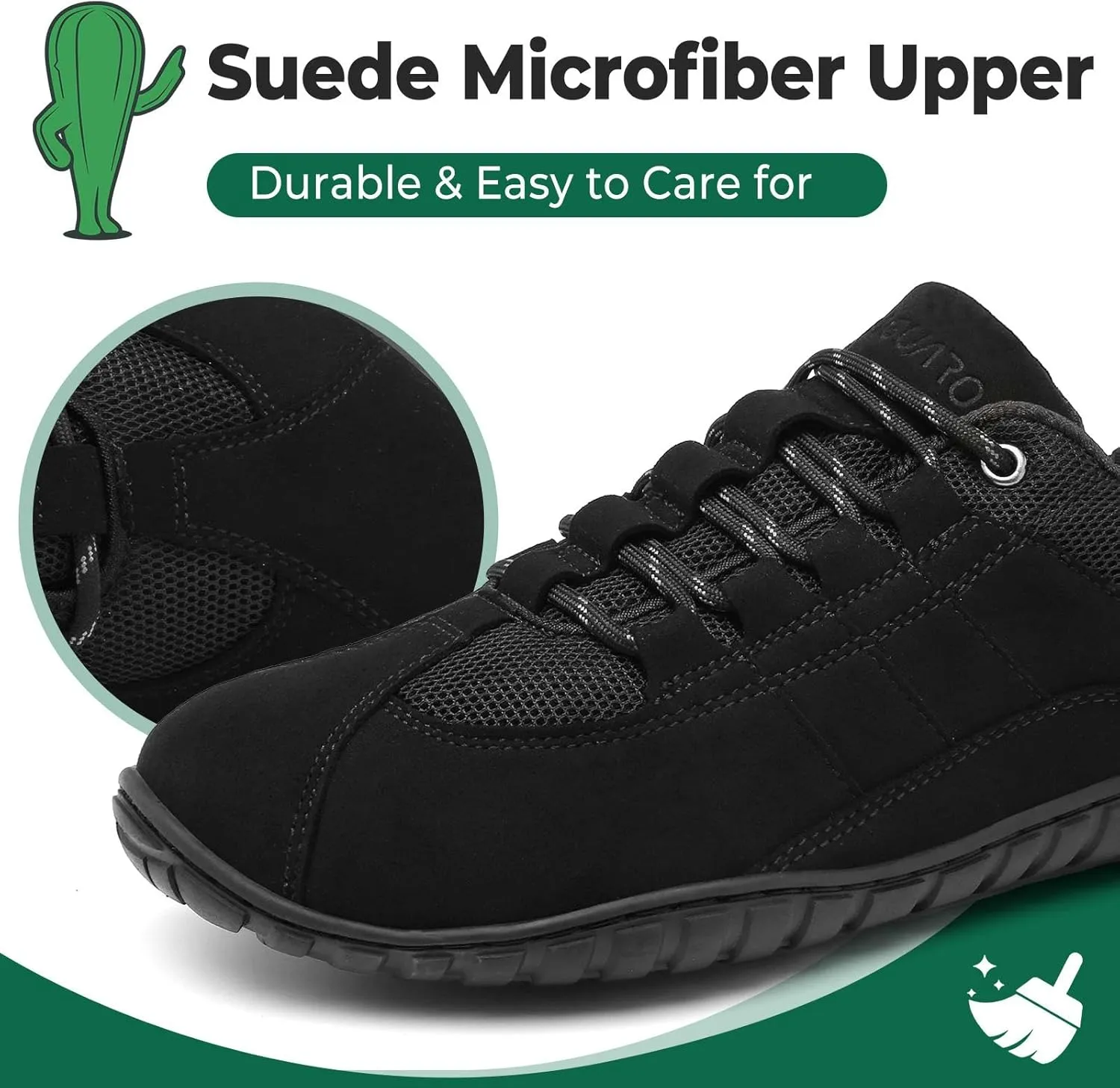 SAGUARO Barefoot Minimalist Shoes - Men's Unisex Adult Blue Casual Running Athletic Shoes - Wide Toe Box, Suede Microfiber Upper, Zero-Drop Sole, Non-Slip Rubber Sole, Removable Insole