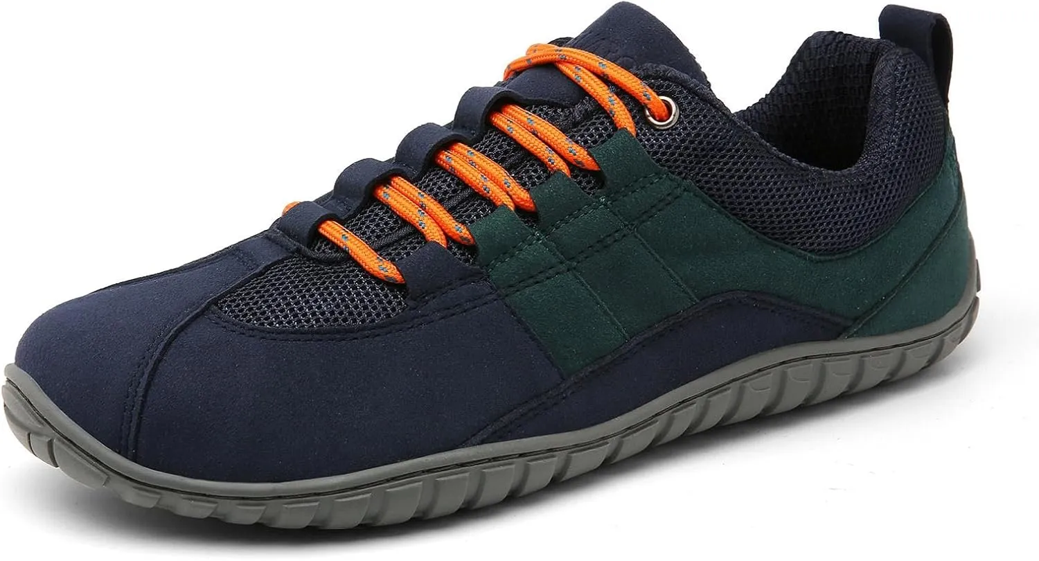 SAGUARO Barefoot Minimalist Shoes - Men's Unisex Adult Blue Casual Running Athletic Shoes - Wide Toe Box, Suede Microfiber Upper, Zero-Drop Sole, Non-Slip Rubber Sole, Removable Insole