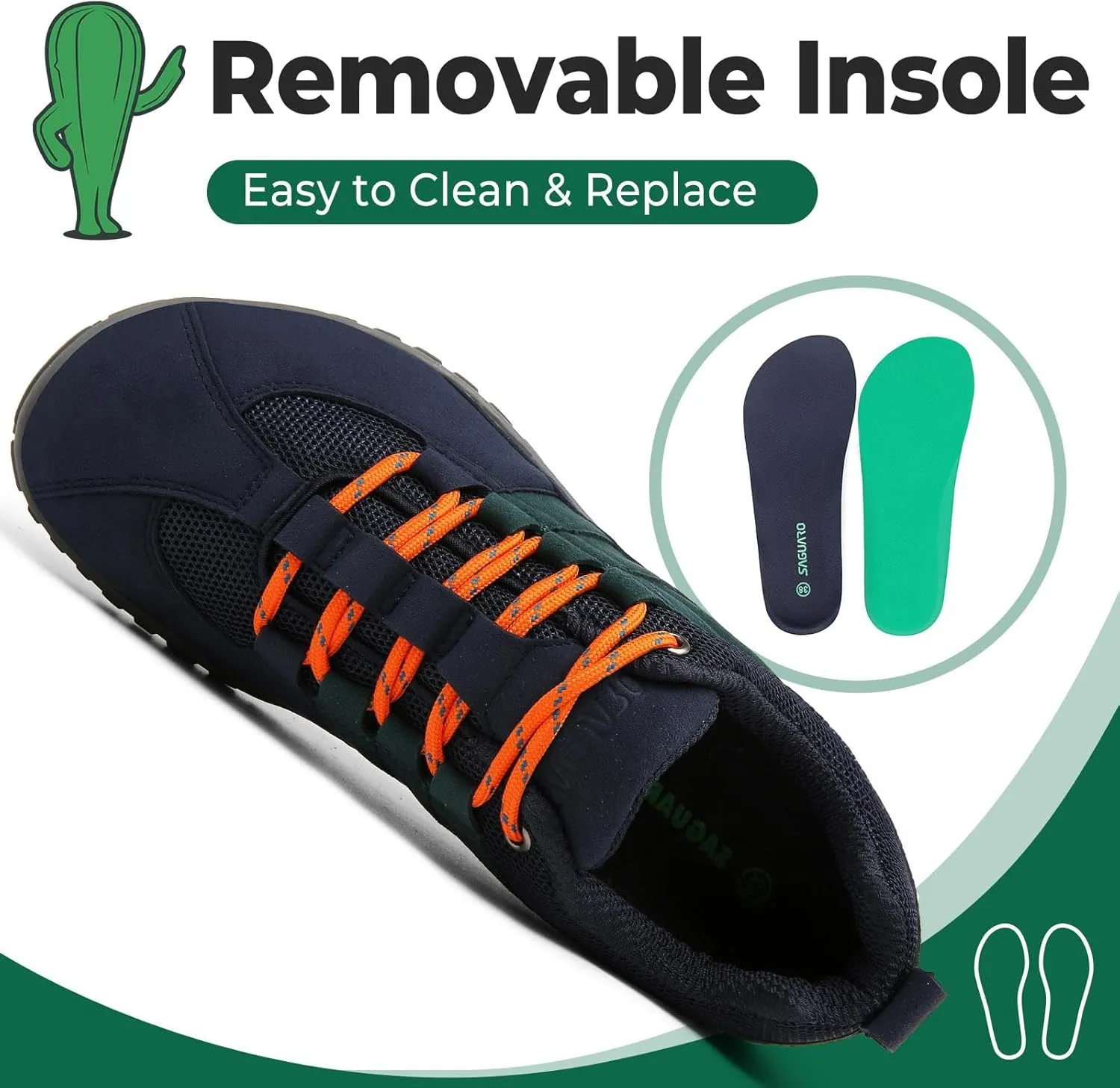 SAGUARO Barefoot Minimalist Shoes - Men's Unisex Adult Blue Casual Running Athletic Shoes - Wide Toe Box, Suede Microfiber Upper, Zero-Drop Sole, Non-Slip Rubber Sole, Removable Insole