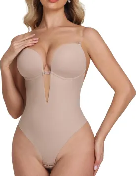 SHAPSHE Backless Shapewear for Women Strapless Deep V Bodysuit Low Back Body Shaper