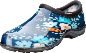 Sloggers Original Waterproof Rain and Garden Shoe for Women Outdoor Slip-On Garden Clog - Made in The USA with Premium Comfort Insole and Arch Support - Blue Floral Fun Print, Size 7