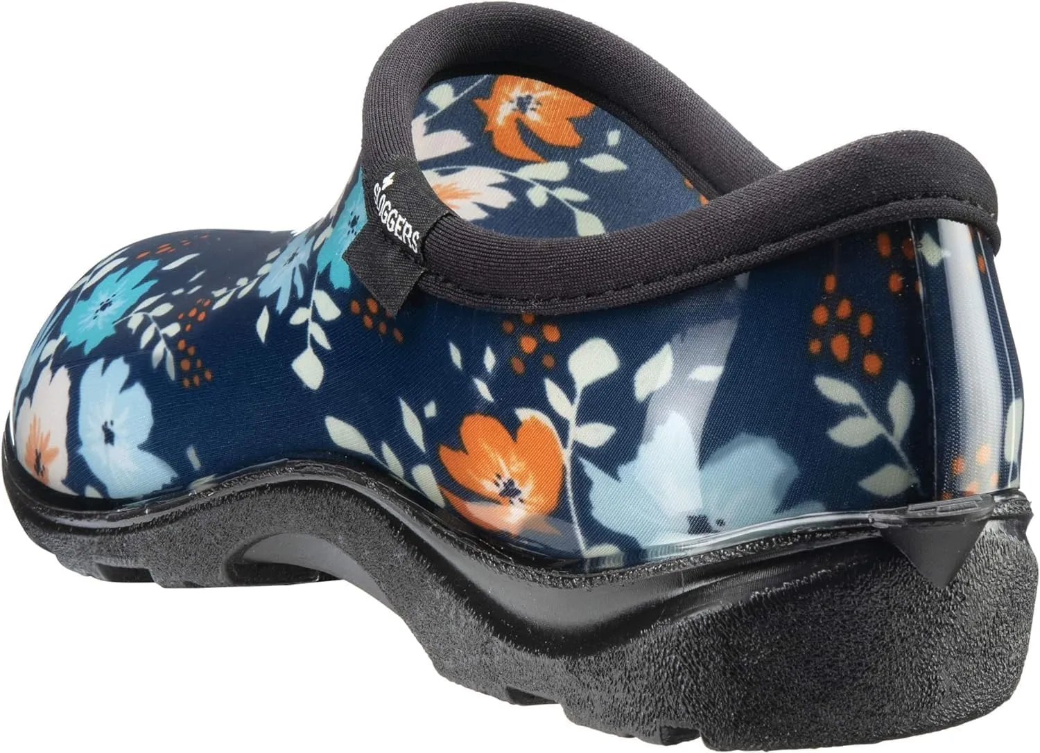 Sloggers Original Waterproof Rain and Garden Shoe for Women Outdoor Slip-On Garden Clog - Made in The USA with Premium Comfort Insole and Arch Support - Blue Floral Fun Print, Size 7