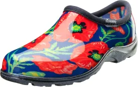 Sloggers Original Waterproof Rain and Garden Shoe for Women Outdoor Slip-On Garden Clog - Made in The USA with Premium Comfort Insole and Arch Support - Bold Poppies Blue, Size 7