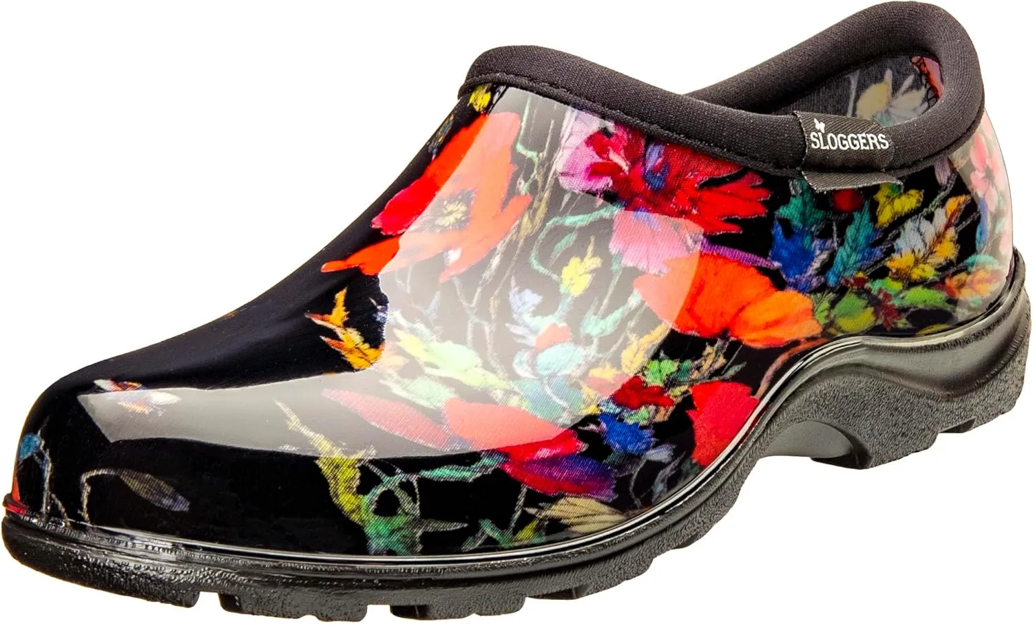 Sloggers Original Waterproof Rain and Garden Shoe for Women Outdoor Slip-On Garden Clog - Made in The USA with Premium Comfort Insole and Arch Support - in Fields Black, Size 9