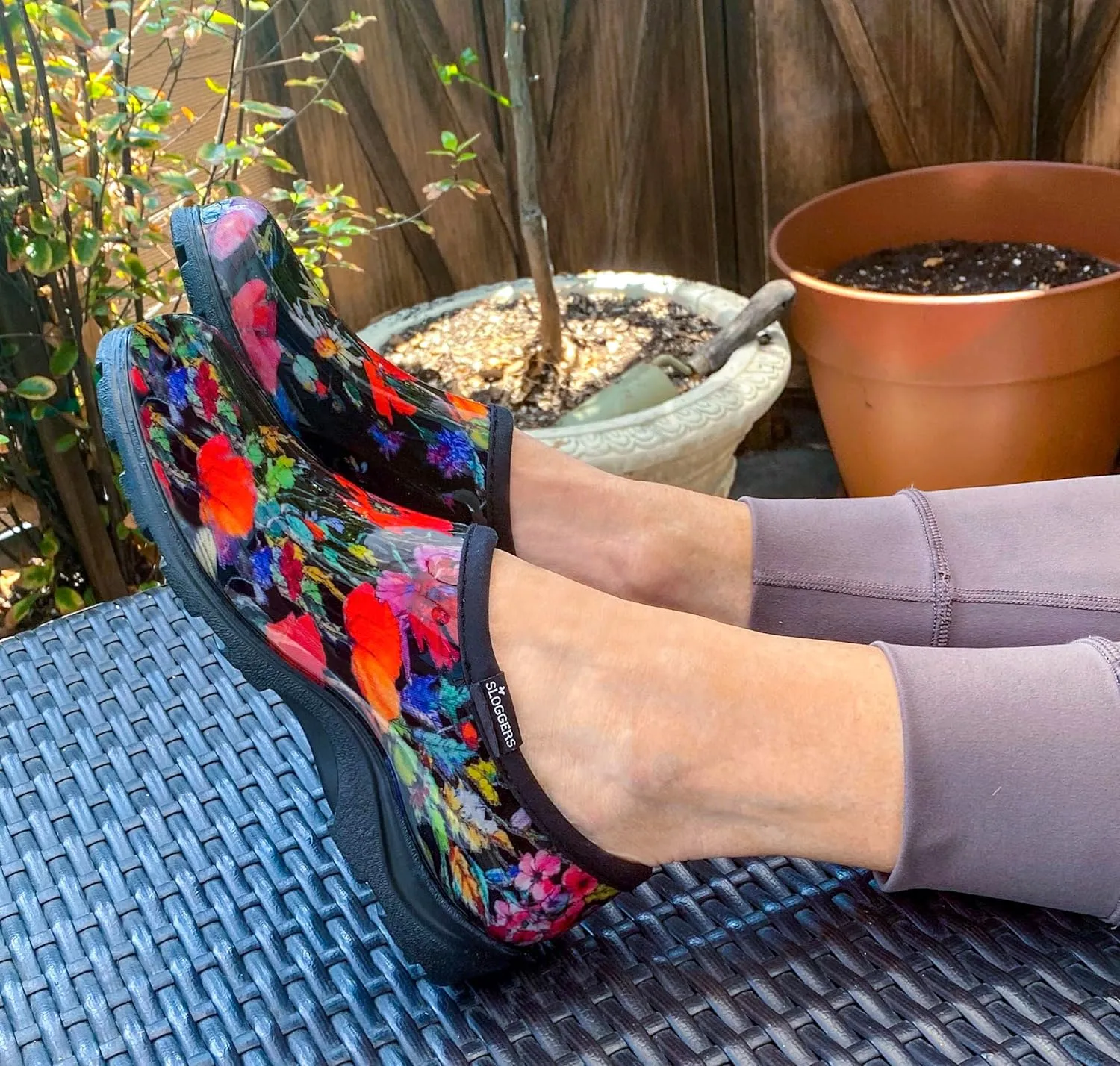 Sloggers Original Waterproof Rain and Garden Shoe for Women Outdoor Slip-On Garden Clog - Made in The USA with Premium Comfort Insole and Arch Support - in Fields Black, Size 9