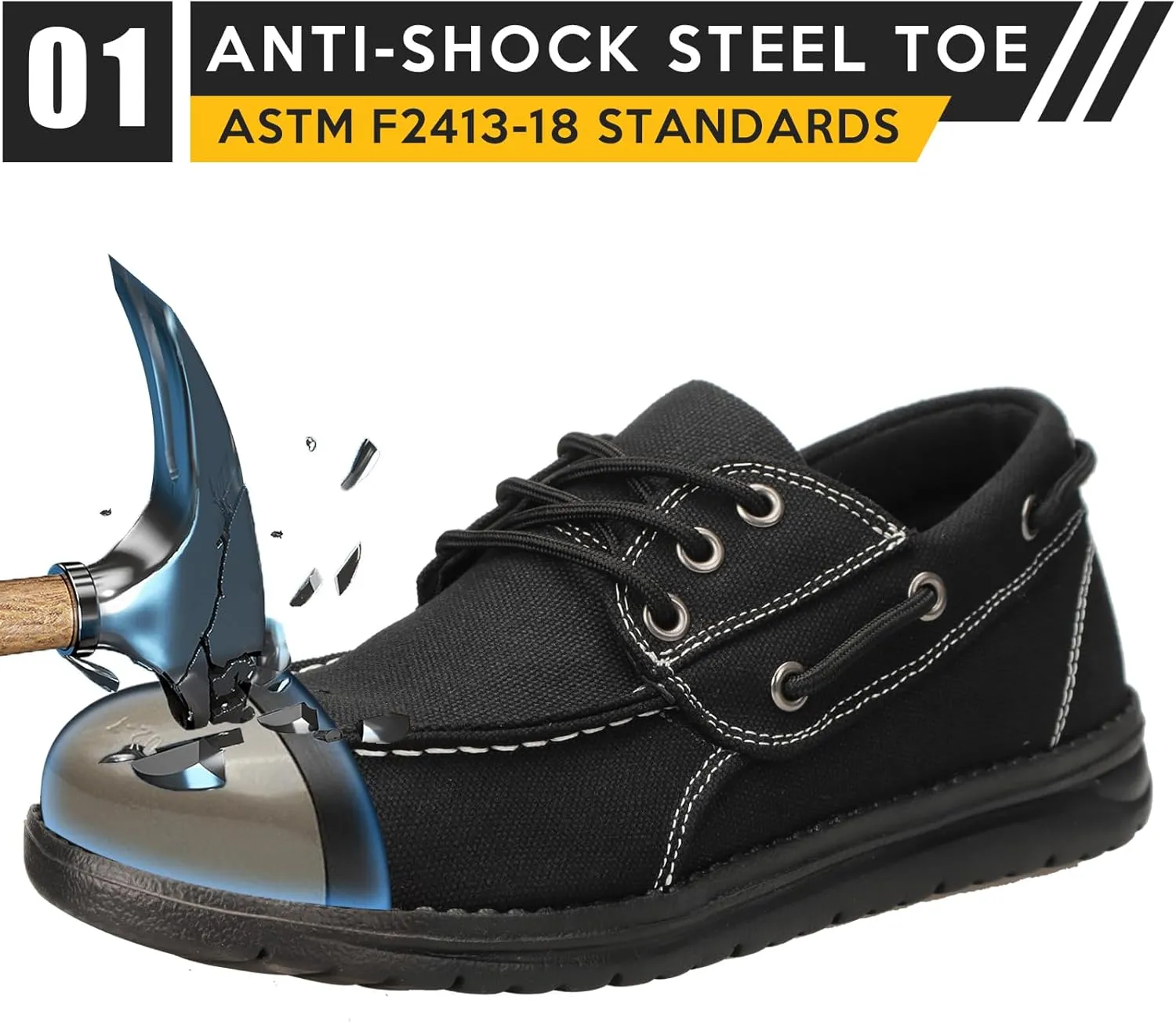 Steel Toe Lofers Shoes for Men Women Comfortable Lightweight Composite Toe Work Shoes Cushion Indestructible Construction Safety Toe Sneakers