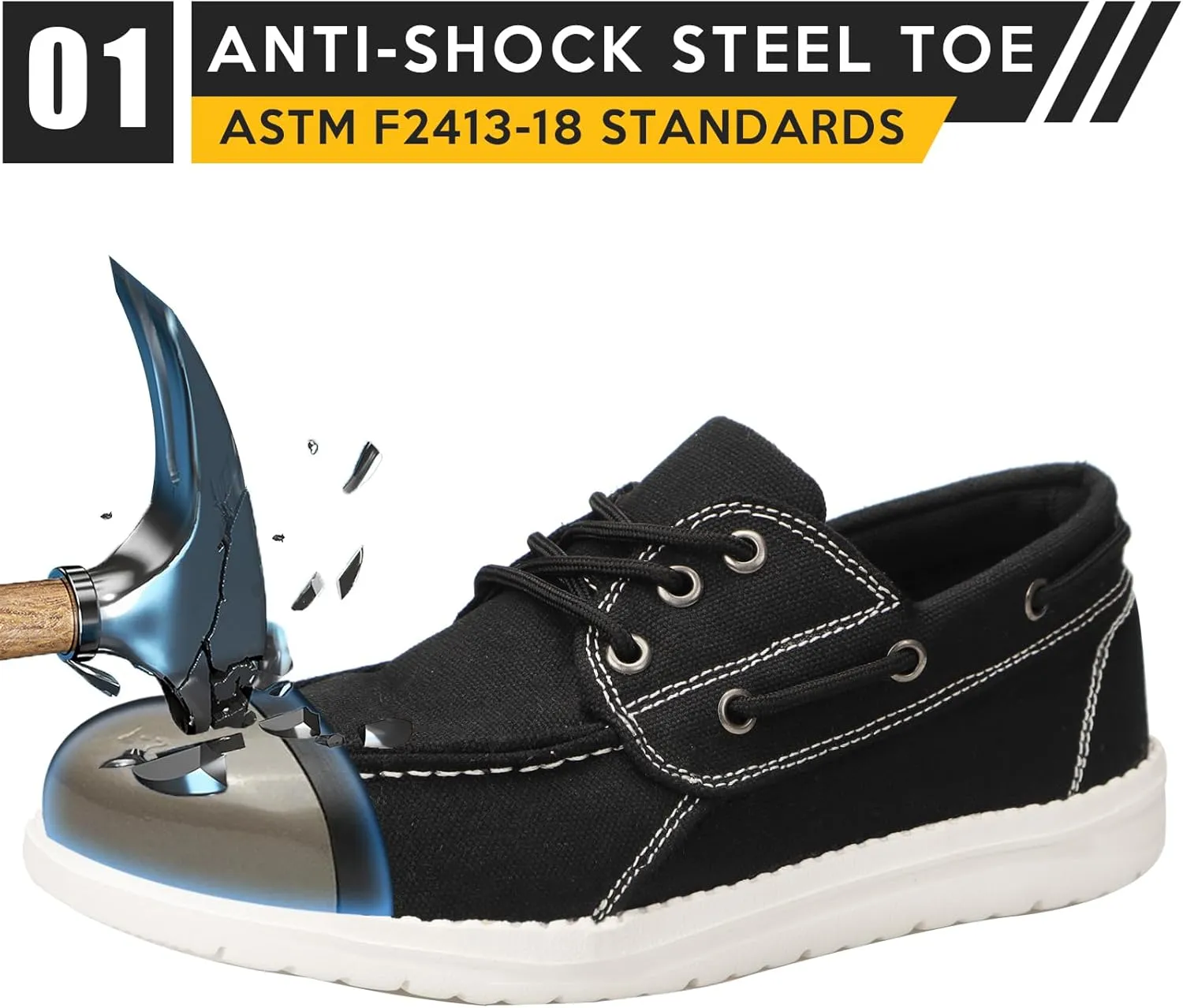 Steel Toe Lofers Shoes for Men Women Comfortable Lightweight Composite Toe Work Shoes Cushion Indestructible Construction Safety Toe Sneakers